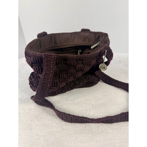 The Sak Handbags - The Sak Classic Crochet Medium Shoulder Bag Maroon Knit Boho Tote Handbag Purse